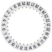 Datumanzeiger 6H Rund Weiss/Schwarz