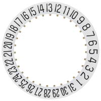 Datumanzeiger gewölbt 12H Weiss/Schwarz