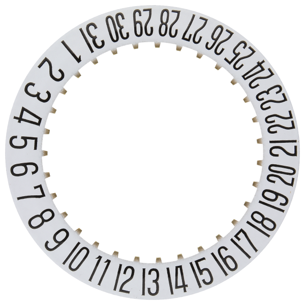 Datumanzeiger 6H weiss/schwarz gewölbt Zifferblatt: Ø 10,20mm