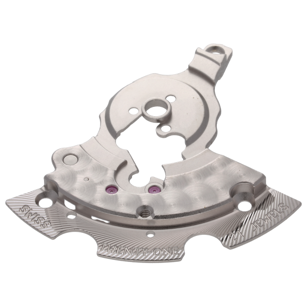 Gestell für Automatik, rhodiniert perliert 2.5 mm spiralig Diamant 21 Steine